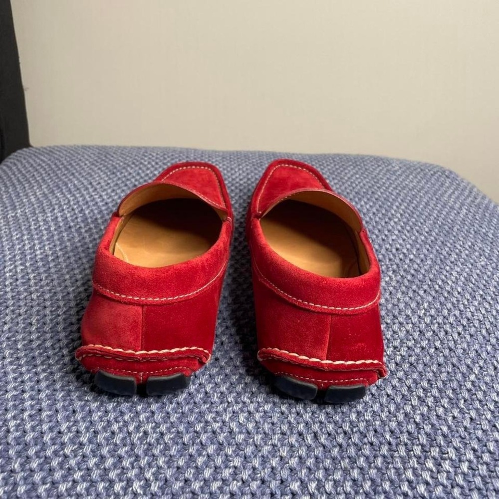 Prada Calzature Uomo red velvet suede loafers, driving moccasins 9.5 - Picture 4 of 8